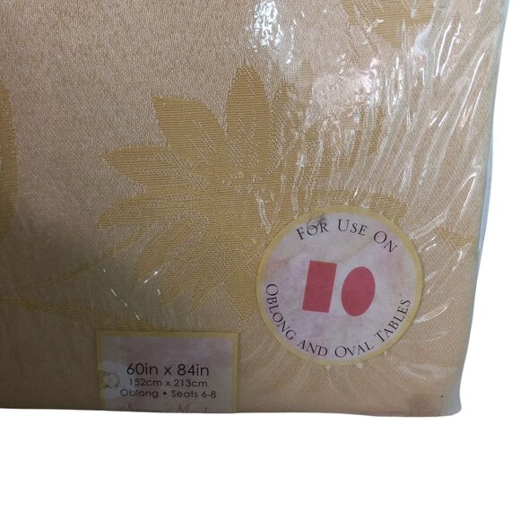 Spring Meadow Damask Tablecloth 60"x84" Oblong Yellow Floral Vintage NEW - Picture 5 of 9